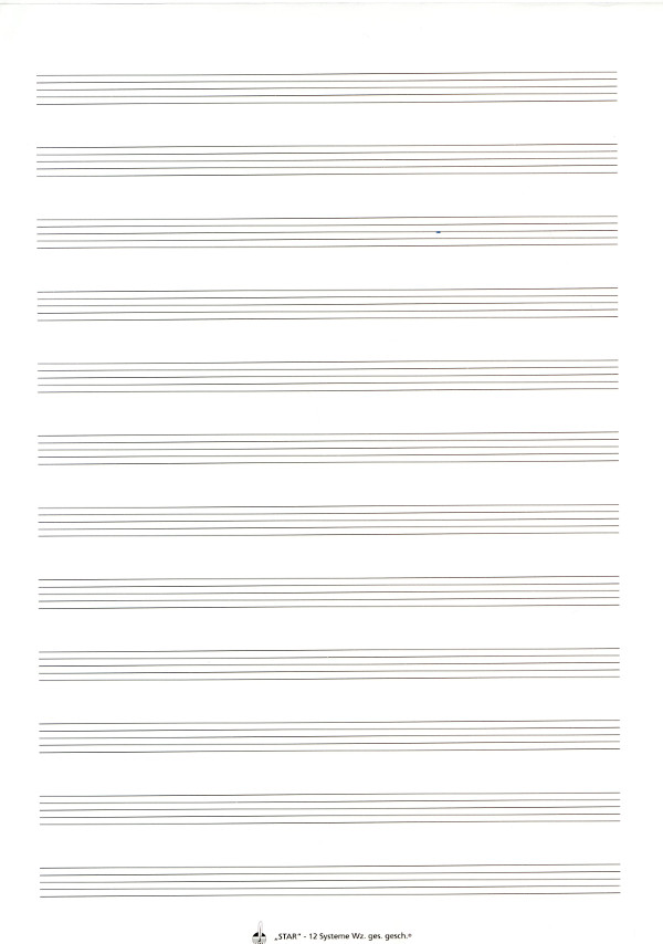 Notenblock - Notenblock (Notenheft, Notenpapier) blanko: 200 Blatt