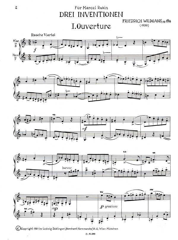 Wildgans, Friedrich 3 Inventionen op.19 a (1930) für und