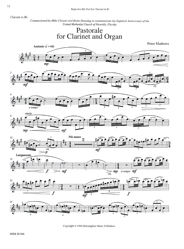 Mathews, Peter Pastorale (1994) for and Organ