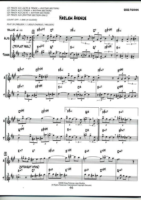 Fishman, Greg Jazz Saxophone Duets Vol.1 (mit Akkordsymbolen und 3